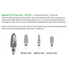 Edenta TC Cross Cut - FINE / COARSE Cut - Dark Red Band (Trimming denture base acrylics) - 1pc - Options Available